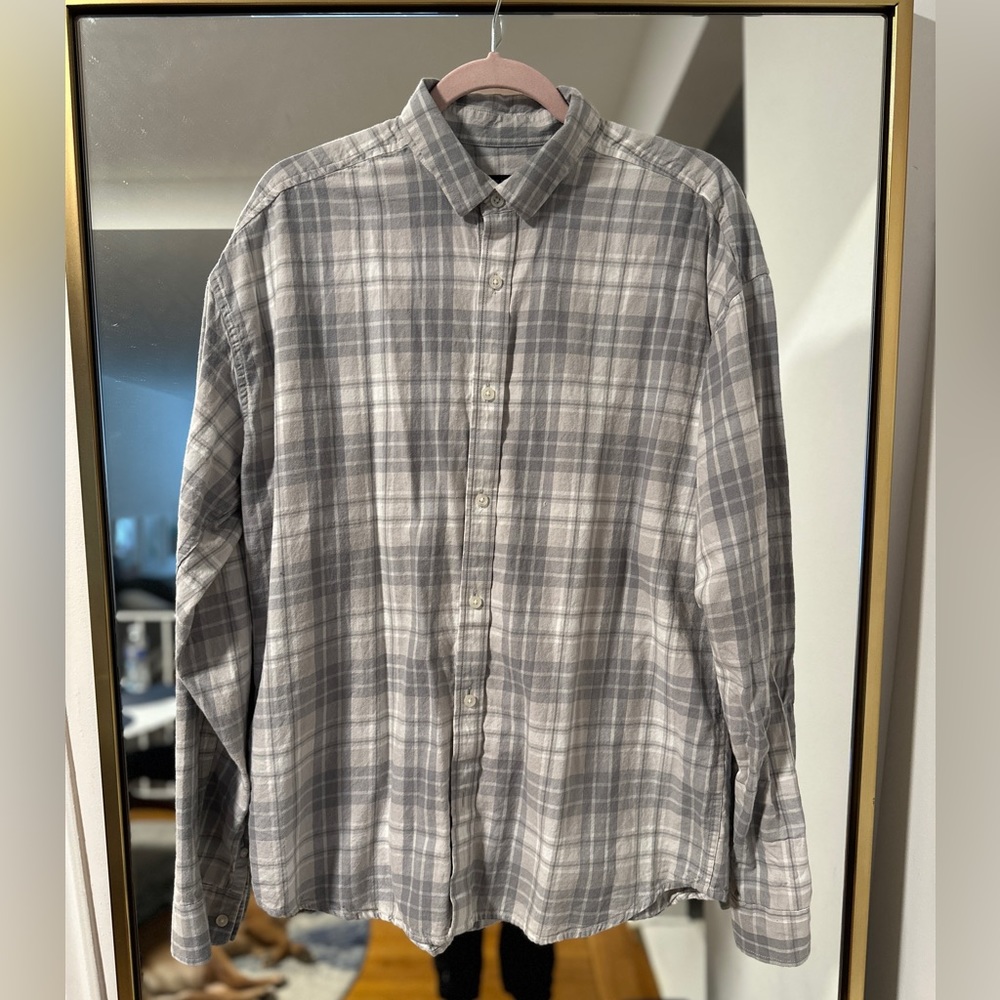 New Look long sleeve oversized check shirt in gray